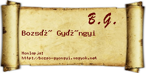 Bozsó Gyöngyi névjegykártya